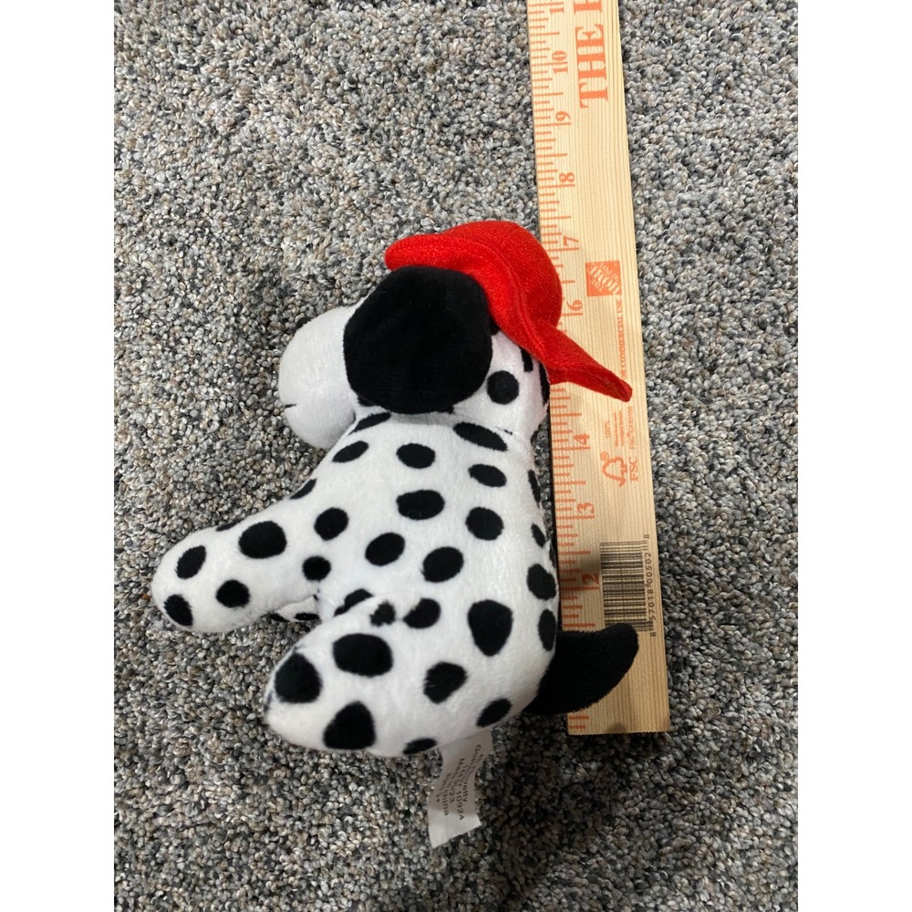 4E's Novelty Dalmatian Dog Plush Firefighter Hat White Black Spotted